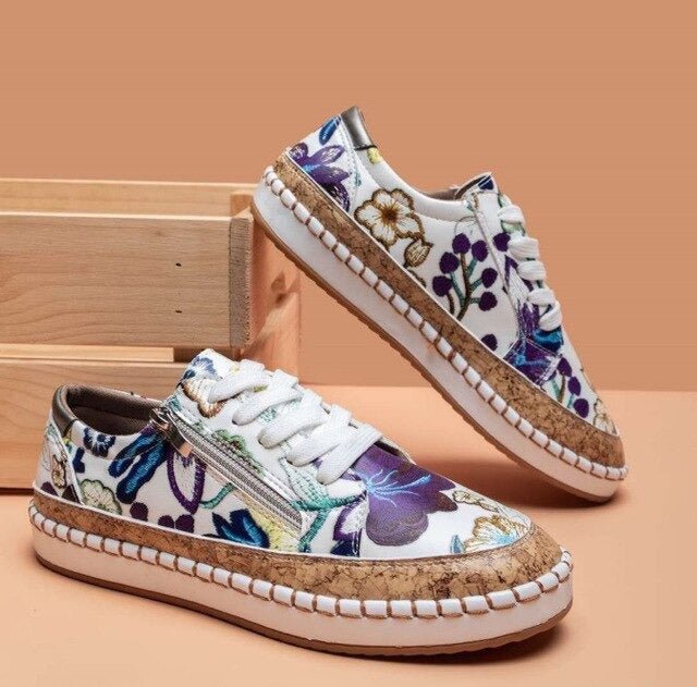 Oluchi™ Floral Orthopedic Zipper Sneakers