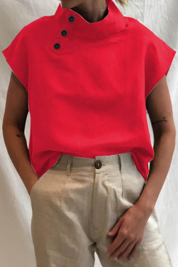 Lowella - Modern Button-Detail Blouse